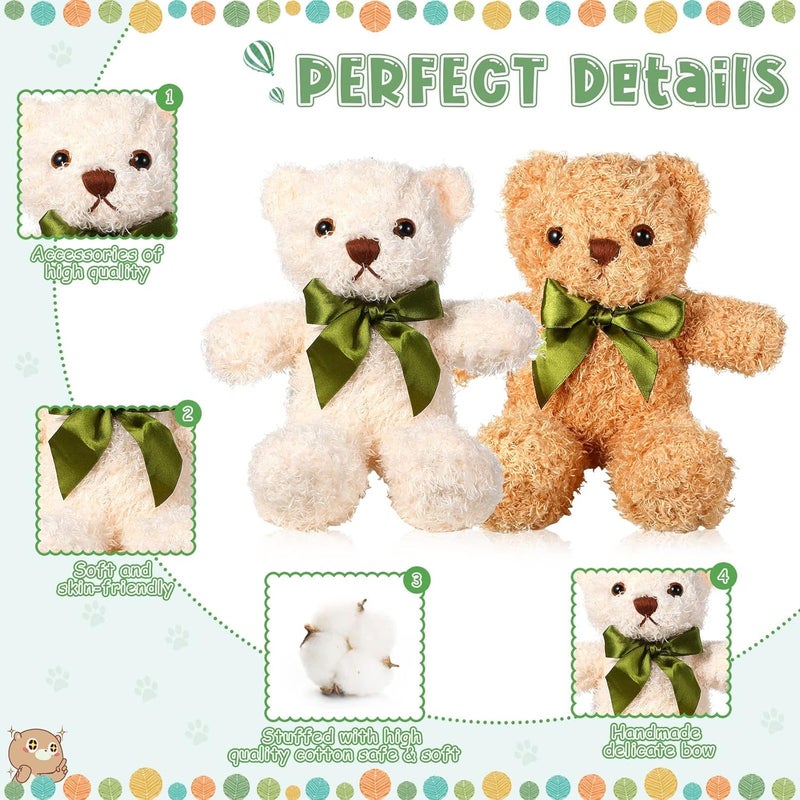 Luckam 9Pcs Plush Bears Bulk, 10 Inch Small Plush Bear Stuffed Bears with Bow Tie Bear Toys for Birthday Baby Shower Party Favor Gift - Image 4