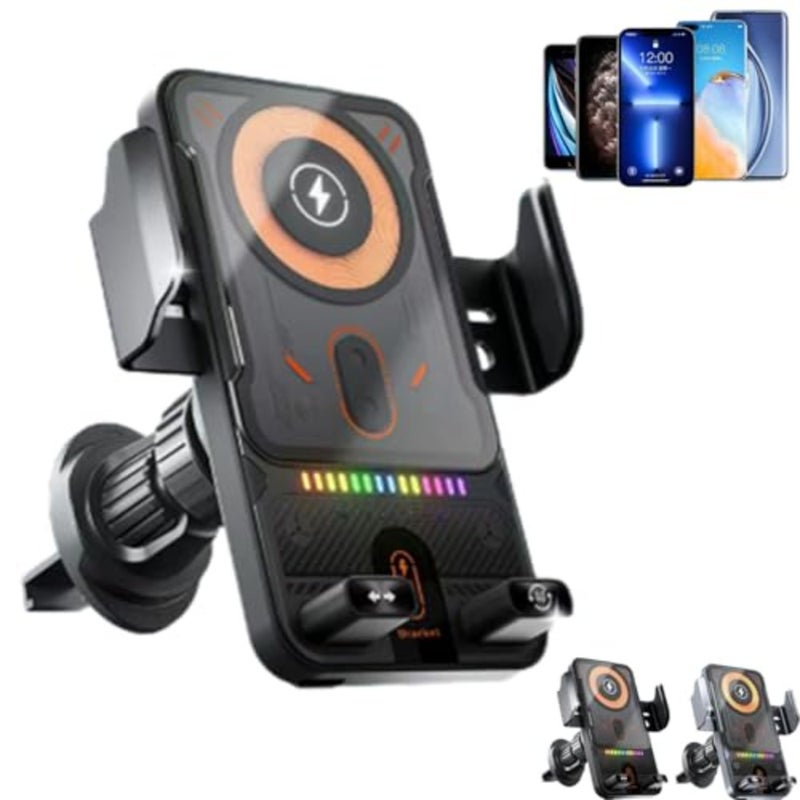 Wireless Charging Car Phone Mount, 2026 New Cool Car Wireless Fast Charging Holder, Motorized 90° Rotating Wireless Car Charger Mount, Electric Induction Opening/Closing, for All Smartphones - Image 1
