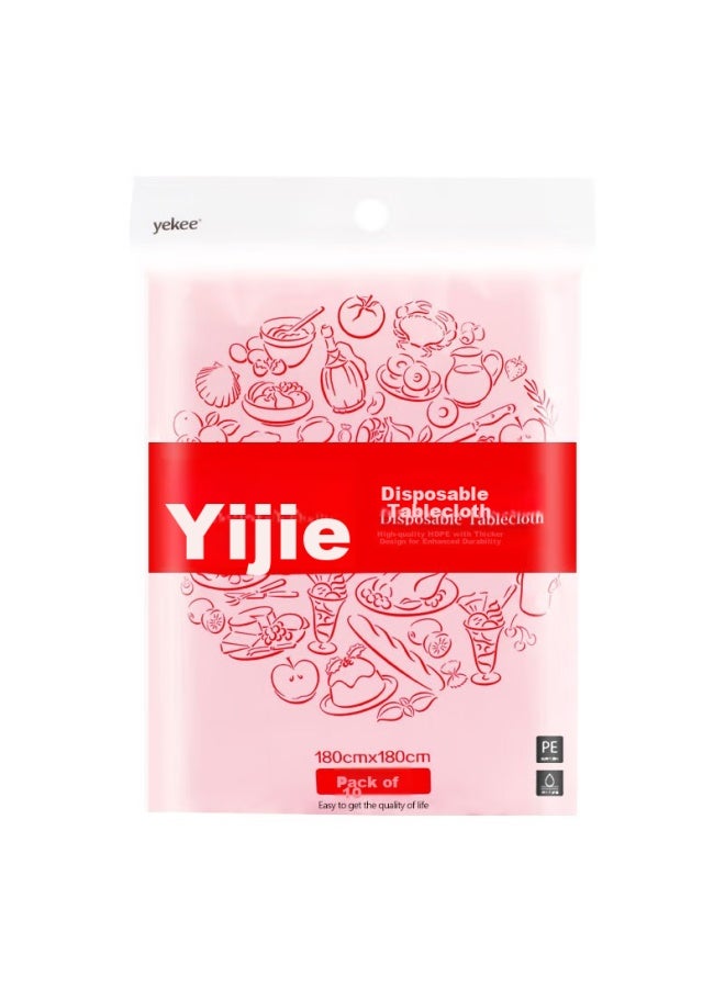 Yekee Disposable Tablecloth, 10-pack, Thickened Red Table Cover, 180cm X 180cm, Y-9897 - Image 5