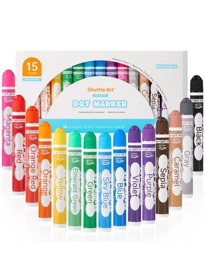 Shuttle Art Dot Markers, 15 Colors Washable Dot Markers for Toddlers,Bingo Daubers Supplies for Kids Preschool Children, Non Toxic Water-Based Bingo Daubers - Image 1