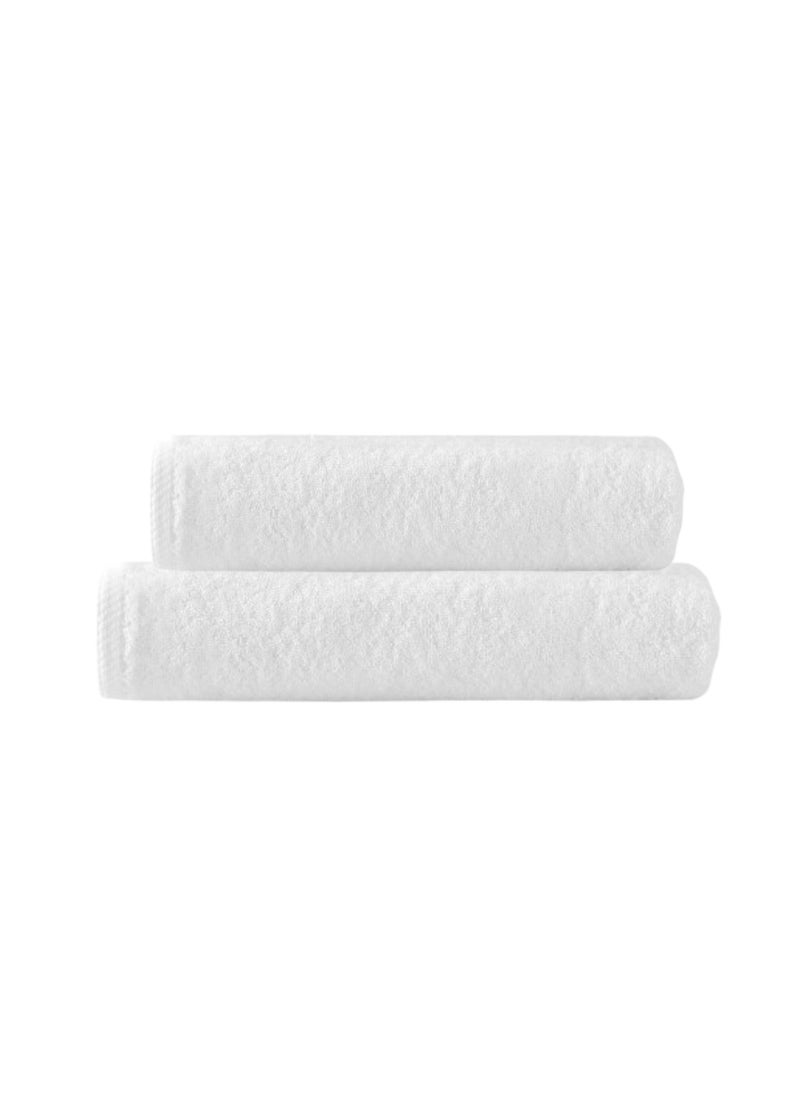 Blueberry Pack of 2 - 1 Bath Towel 100% Cotton  600GSM (100x180)+1 Pc Bath Towel (90x180) Highly Absorbent Super Durable, Color - White - Image 1