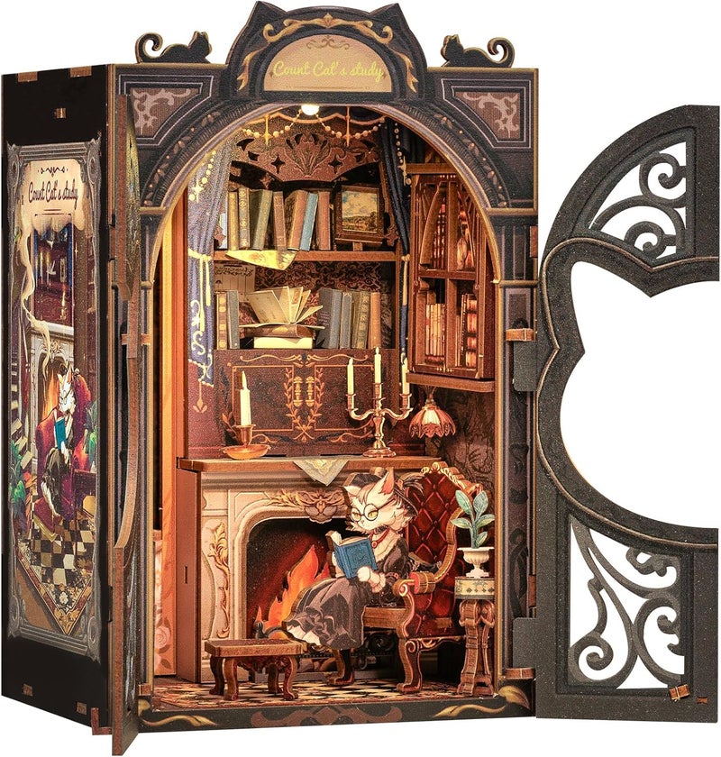 CUTEBEE Book Nook Kit - DIY Miniature House Kit for Adults and Teens, Dollhouse Booknook Tiny House Model Build Bookshelf Decor, Gifts for Family, Friends - Image 1