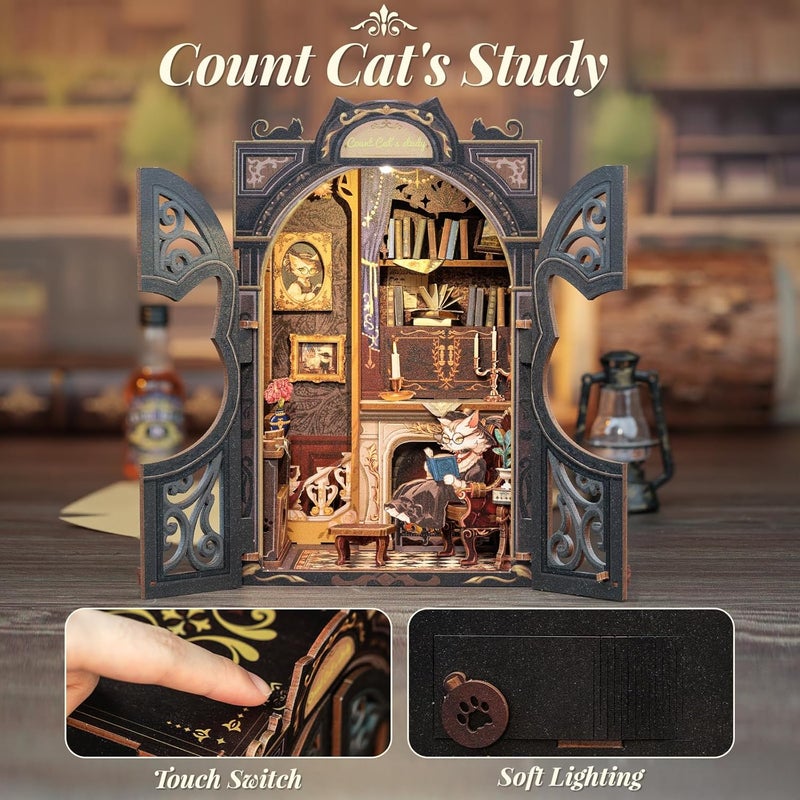 CUTEBEE Book Nook Kit - DIY Miniature House Kit for Adults and Teens, Dollhouse Booknook Tiny House Model Build Bookshelf Decor, Gifts for Family, Friends - Image 4