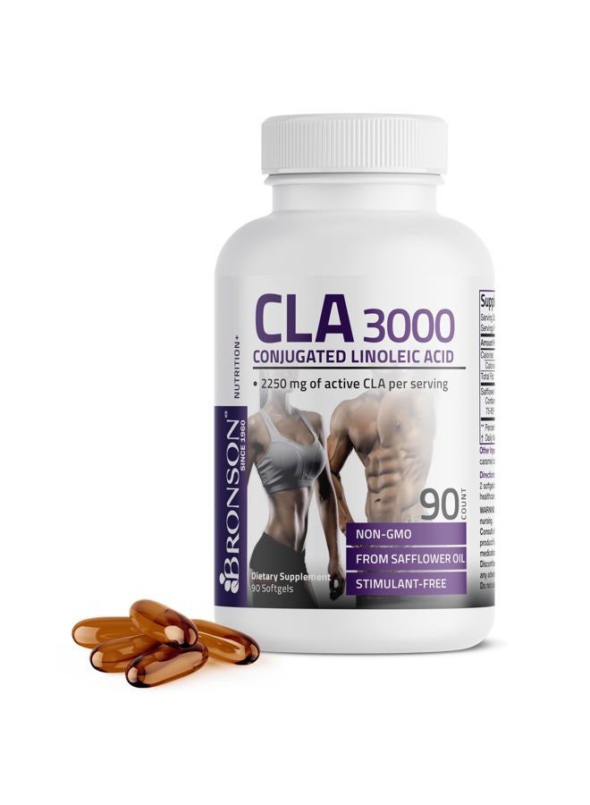 Bronson CLA 3000 قوة عالية جداً تدعم إدارة الوزن الصحية وكتلة العضلات النحيفة غير المنشطة حمض اللينوليك المترافق، 90 كبسولة لينة - Image 3