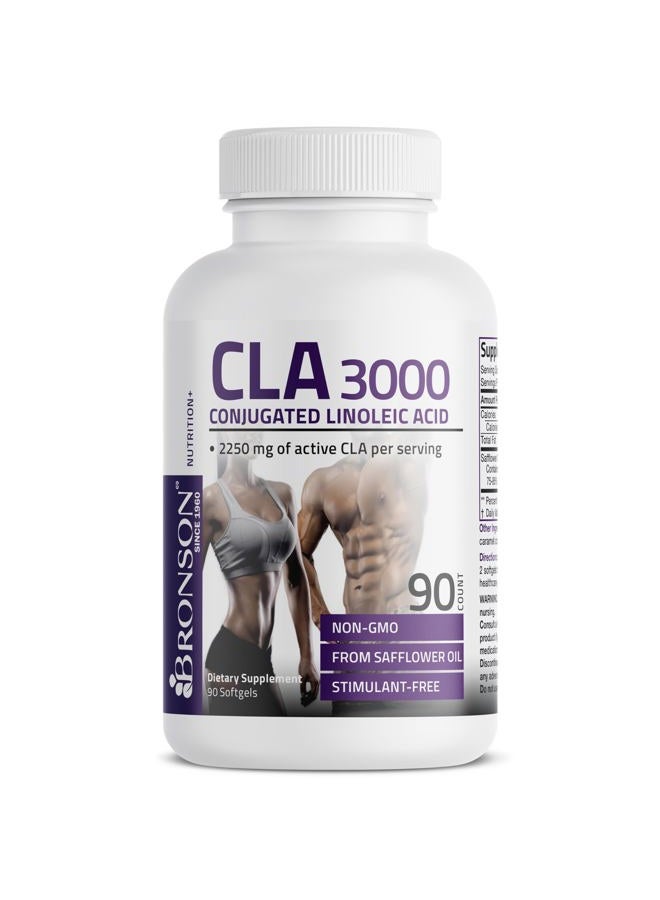 Bronson CLA 3000 قوة عالية جداً تدعم إدارة الوزن الصحية وكتلة العضلات النحيفة غير المنشطة حمض اللينوليك المترافق، 90 كبسولة لينة - Image 4