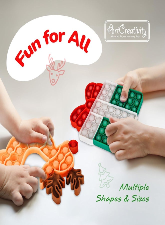 آرت كريتيفيتي مجموعة ألعاب ArtCreativity لعيد الميلاد للأطفال - 4 قطع - ألعاب حسية لتفجير الفقاعات، تتضمن رودولف الرنة وقبعة سانتا - هدايا مثالية لسلال الهدايا - هدايا حفلات أعياد الميلاد - Image 2