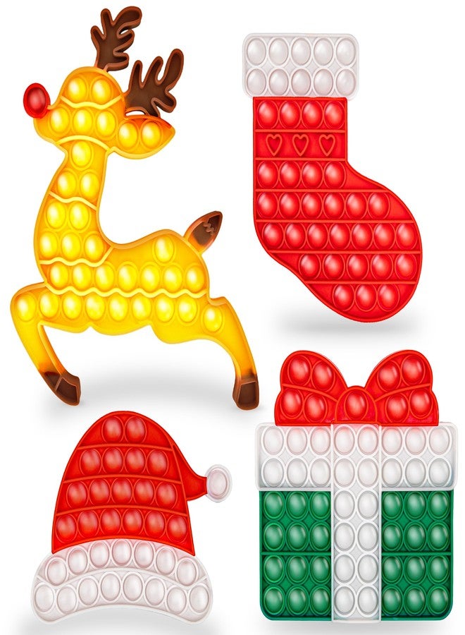 آرت كريتيفيتي مجموعة ألعاب ArtCreativity لعيد الميلاد للأطفال - 4 قطع - ألعاب حسية لتفجير الفقاعات، تتضمن رودولف الرنة وقبعة سانتا - هدايا مثالية لسلال الهدايا - هدايا حفلات أعياد الميلاد - Image 1