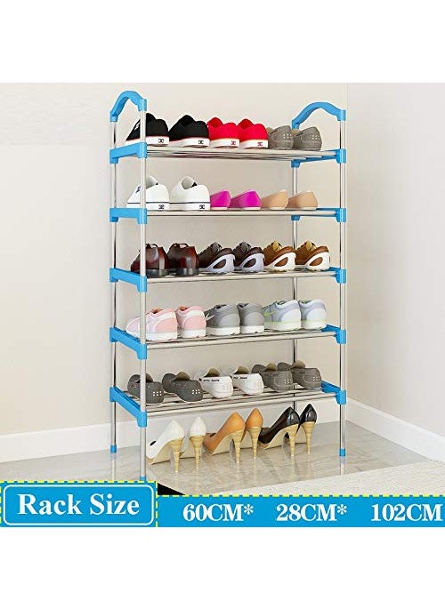 Three Secondz Three Secondz Portable Metal MultiLayer Foot Shoemaker Shoes Storage Shelf Home Organizer Door Shoe Storage Cabinet Shelf Home Furniture 5 Layered Blue  - Image 4