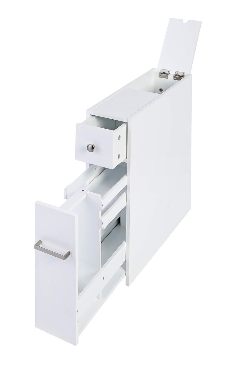Spirich Spirich Home Slim Bathroom Storage Cabinet Free Standing Toilet Paper Holder Bathroom Cabinet Slide Out Drawer Storage White 