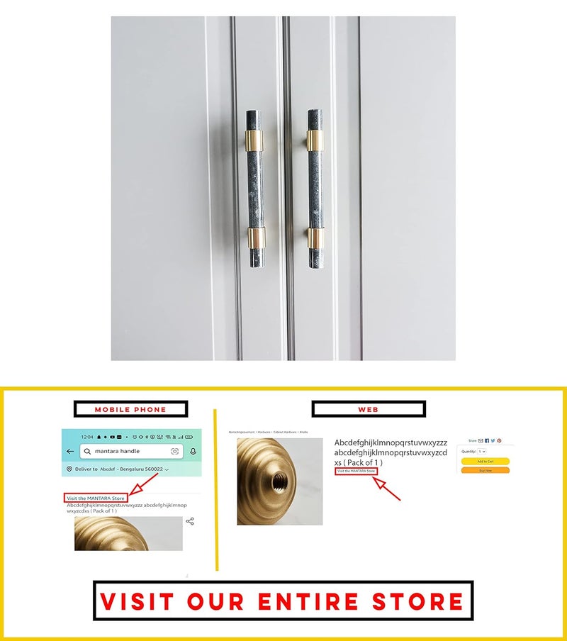 MANTARA M0009128 Marble Home Brass Handle Home Decoration Pack of 1 - Image 2