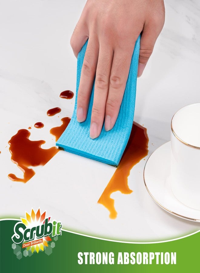 SCRUBIT Swedish Dishcloths for Kitchen - 8 Pack - Ultra Absorbent Paper Towels for Kitchen, Washing Dishes, and More - Reusable Cellulose Sponge Cloths (Assorted Colors) - Image 4
