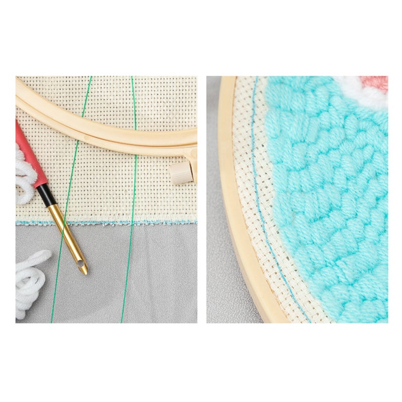 مجموعات بداية الخياطة بالكوبسة (Punch Needle) لمشاريع اليدويّة، مجموعة تخيط يدويّة حلية بصحون تخيط وغزل بسجادة للزينة الداخلية والجدران - Image 5