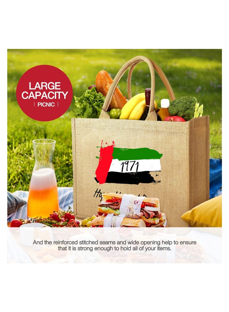 UAE National Flag day Design Printed Jute Bag - Reusable Eco-Friendly Tote for Groceries - Shopping and More - Image 4