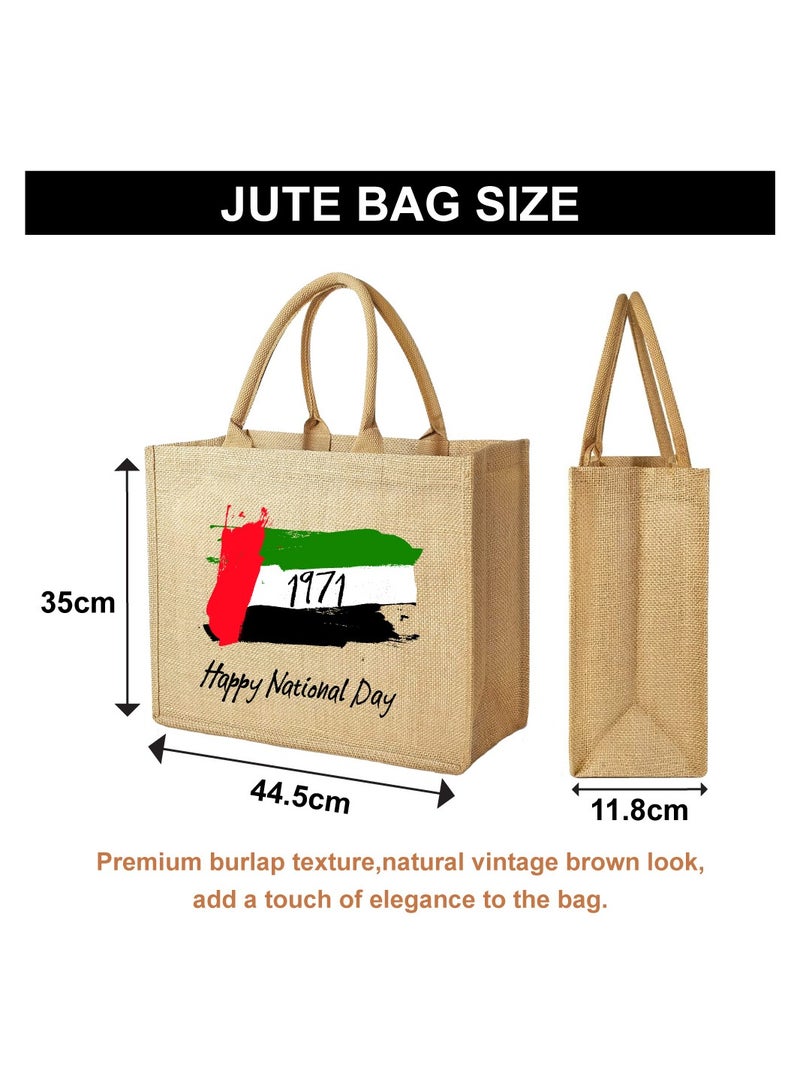 UAE National Flag day Design Printed Jute Bag - Reusable Eco-Friendly Tote for Groceries - Shopping and More - Image 2
