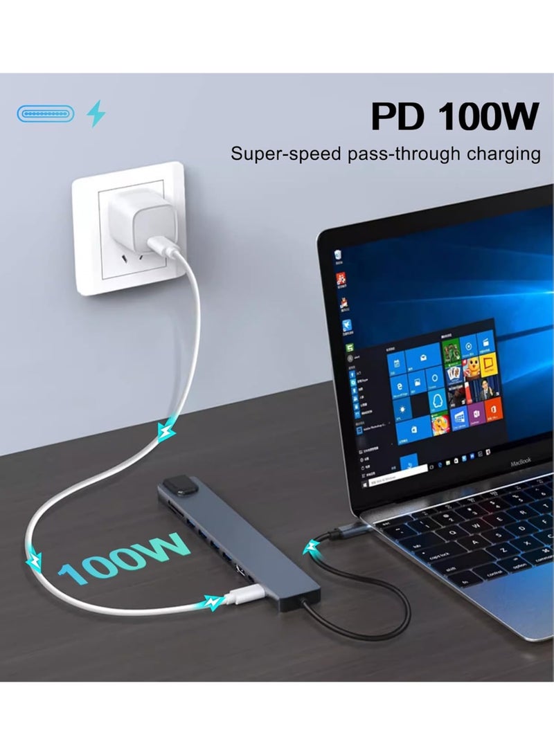 الهجرة محول إيثرنت وUSB-C، محطة توصيل أجهزة الكمبيوتر المحمولة 10 في 1 مع دعم HDMI 4K، إيثرنت RJ45، قارئ بطاقات SD/TF، USB 3.0/2.0، طاقة PD 100 واط، جهاز USB-C لشبكة LAN للماك برو/إير، آيباد برو، إكس بي إس، وغيرها - Image 3