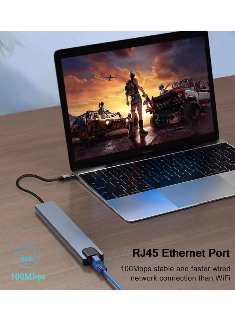 الهجرة محول إيثرنت وUSB-C، محطة توصيل أجهزة الكمبيوتر المحمولة 10 في 1 مع دعم HDMI 4K، إيثرنت RJ45، قارئ بطاقات SD/TF، USB 3.0/2.0، طاقة PD 100 واط، جهاز USB-C لشبكة LAN للماك برو/إير، آيباد برو، إكس بي إس، وغيرها - Image 5