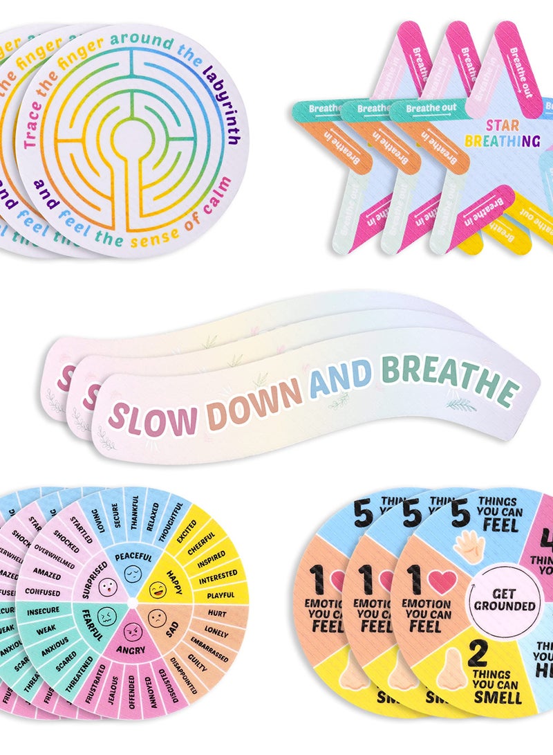 Excefore ملصقات حسية مهدئة، 15 عبوة ملصقات اليقظة للقلق، ملصقات م textured للبالغين، ملصقات لمستشار المدرسة - Image 1