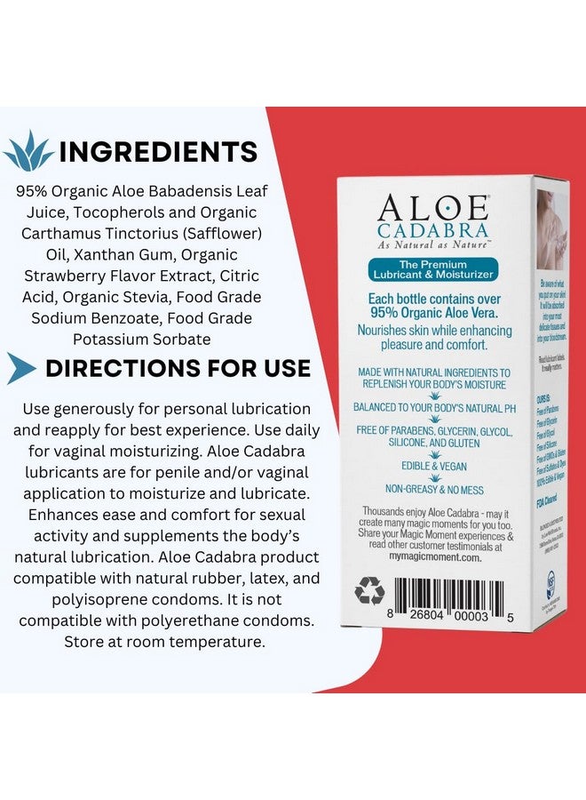 Aloe Cadabra Aloe Cadabra Flavored Personal Lubricant and Vaginal Moisturizer, Organic Edible Aloe Lube for Men, Women and Couples, Non-Staining, pH Balanced, Toy Compatible (Strawberry, 2.5 Ounces, 1 Pack) - Image 3