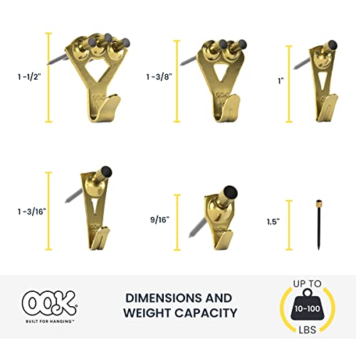 OOK 55169 Professional Picture Hangers, Art Hangers, Padded, Brass, Reusable Picture Hooks, 20-100lb (Value Pack) , Gold - Image 4