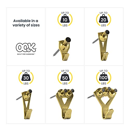 OOK 55169 Professional Picture Hangers, Art Hangers, Padded, Brass, Reusable Picture Hooks, 20-100lb (Value Pack) , Gold - Image 3