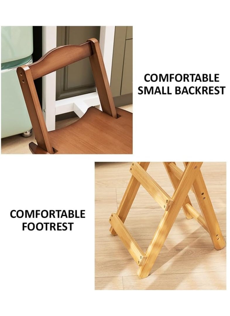 Rubik - High Bar Stool, Folding Wood Chair for Home, Kitchen, Office, Restaurant (Brown) - Image 1