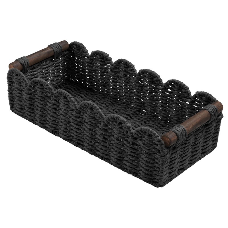 HOSROOME Toilet Paper Storage Basket Bathroom Counter Organizer Wicker Baskets For Organizing Cute Basket For Bedroom Nursery Room Kitchen Bathroom Decor -Black - Image 1