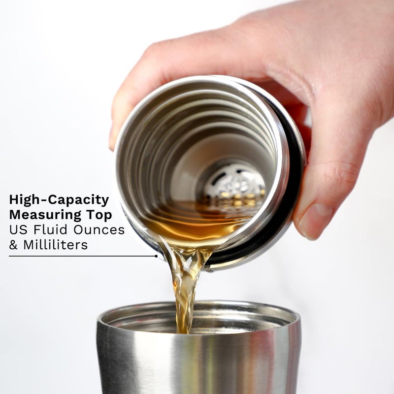 Elevated Craft Hybrid Cocktail Shaker - Premium Vacuum Insulated Stainless Steel Cocktail Shaker - Innovative Measuring System - Martini Shaker for the Home Bartender - 28oz Total Volume - Image 5