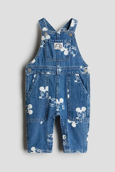H&M Printed Denim Dungarees