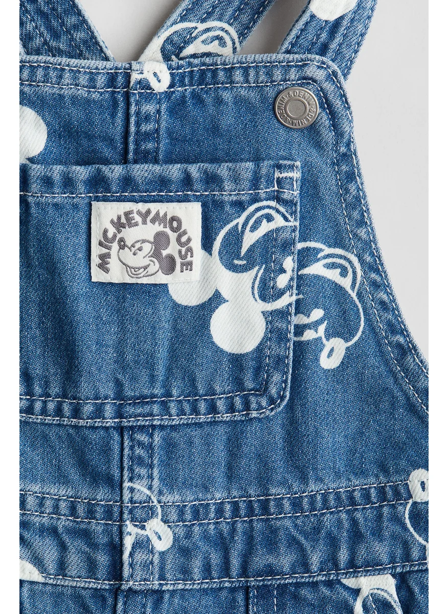 H&M Printed Denim Dungarees