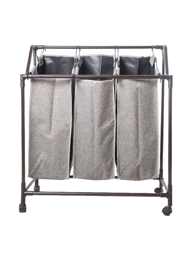 HoneyBee 3-Bag Durable Wheeled Laundry Sorter Grey 78 x 40 x 90 cm XLW-705-3 - Image 1