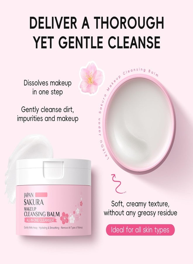 DLZZRS Sakura Makeup Cleansing Balm, Hydrating & Smoothing All-In-One Cleanser Quickly Melts Away, Gently Cleanse Dirt, Impurities And Makeup Face Cleanser & Makeup Remover for Women Girls, 3.53oz. - Image 4