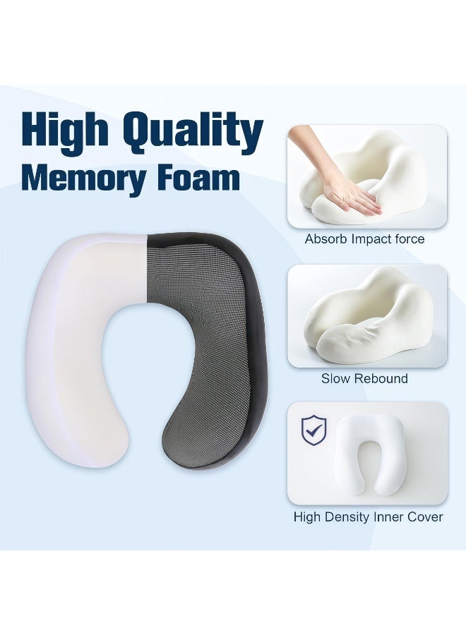 XiuWoo U-Shaped Neck Pillow,Removable Washable Memory Foam Pillow,Neck Pillow with 360-Degree Head Support,Head Rest Neck Support,Travel Pillow,Comfortable and Lightweight,Portable Pillow forith Portable Storage Bag,Sleep Mask and Earplugs,for Airplane,Car, Train,Bus and Home Use(Black) - Image 3