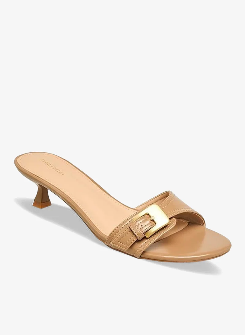 Flora Bella By Shoexpress TAUPE Flora Bella Women Buckle Accent Kitten Heel Sandals for Women | Best Price UAE