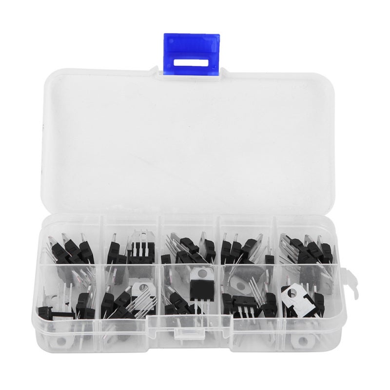 Transistor Classification Kit 50-Piece Silicon Complete Models LM317T L7805 L7806 L7808 L7809 L7810 L7812 L7815 L7818 L7824 - Clearly Marked Easy to Use - Strict Quality Control for Practical Applicat - Image 1