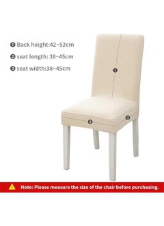 Beauenty Dining Chair Covers Set of 6 Stretchable Protector Seat Slipcovers Soft Jacquard Fabric Removable and Washable Fit for Dinning Room, Old Chair, Wedding Ceremony (Beige)  - Image 2