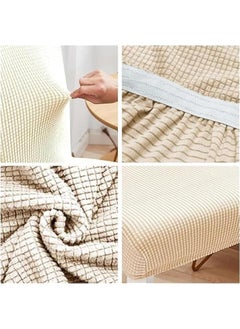 Beauenty Dining Chair Covers Set of 6 Stretchable Protector Seat Slipcovers Soft Jacquard Fabric Removable and Washable Fit for Dinning Room, Old Chair, Wedding Ceremony (Beige)  - Image 5