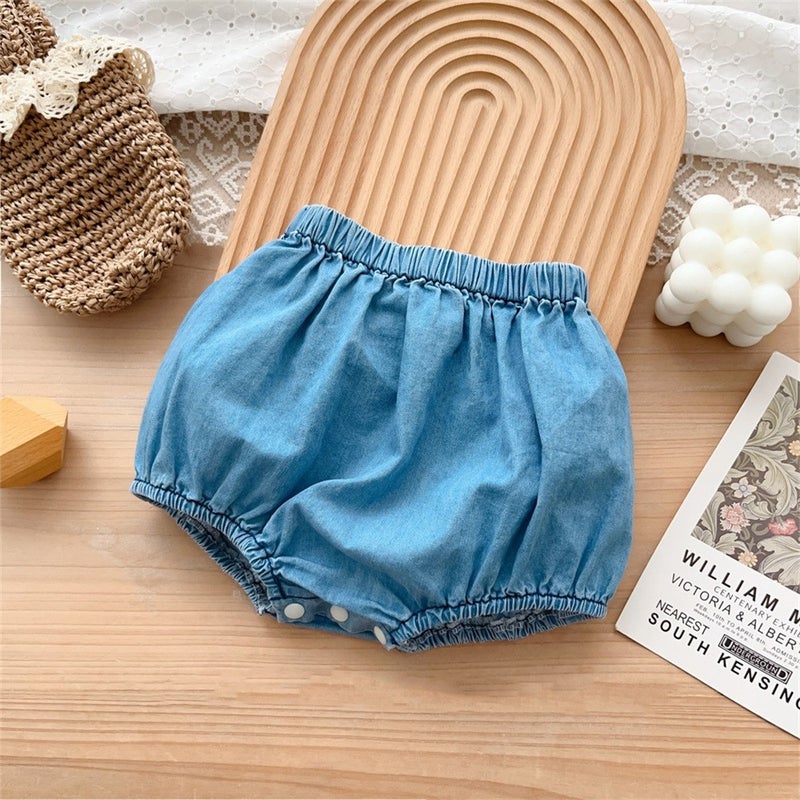 Korean Style Baby Clothes 2024 Summer New 1-3 Years Old Baby Boy Cotton Two-Piece Thin Class A Outfit X light blue [Shorts]]