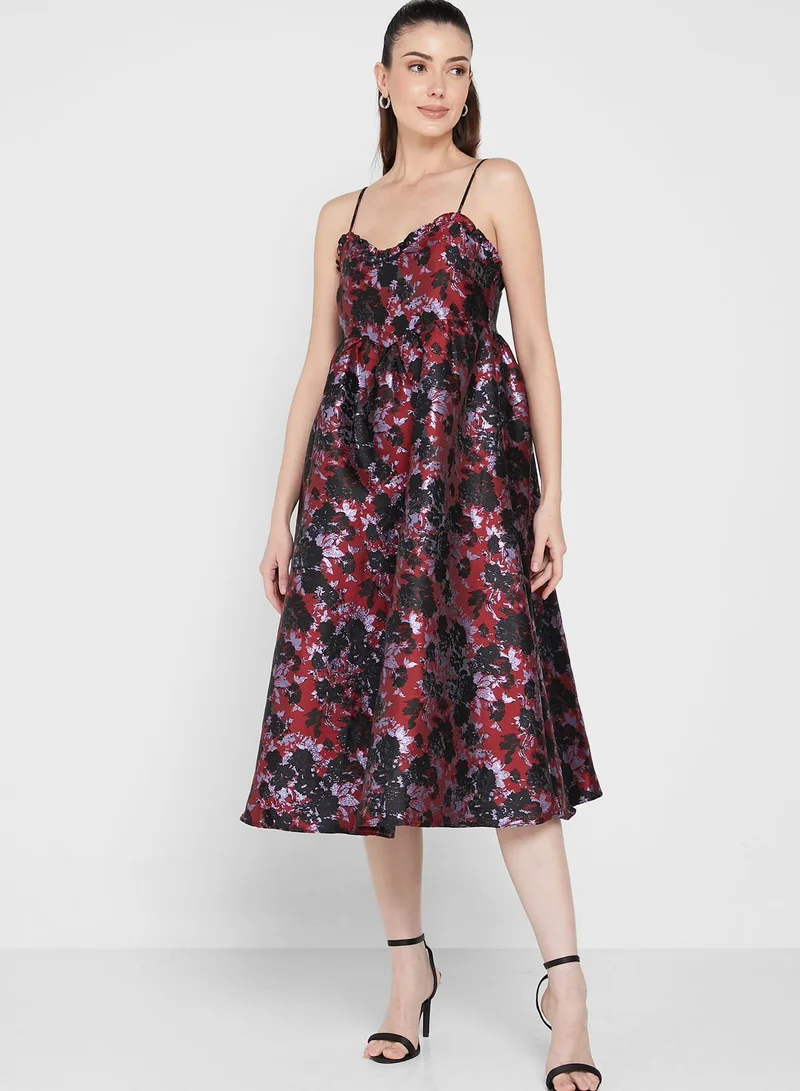 YAS Tiered Floral Print Strappy Dress