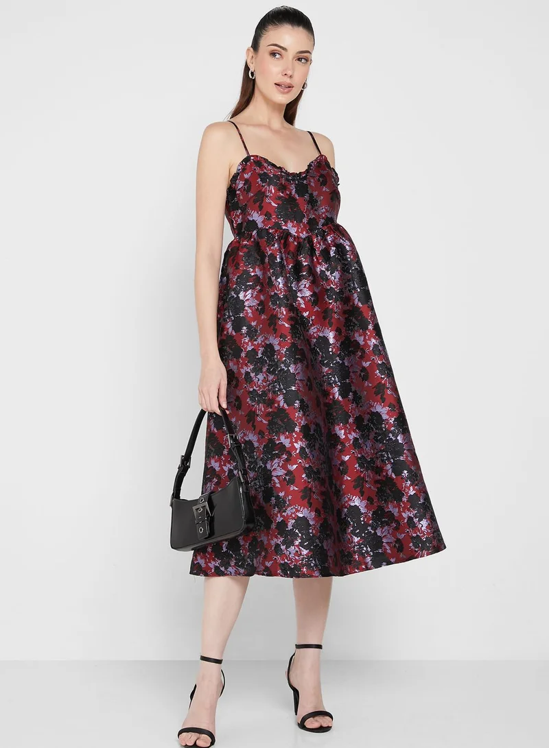 YAS Tiered Floral Print Strappy Dress