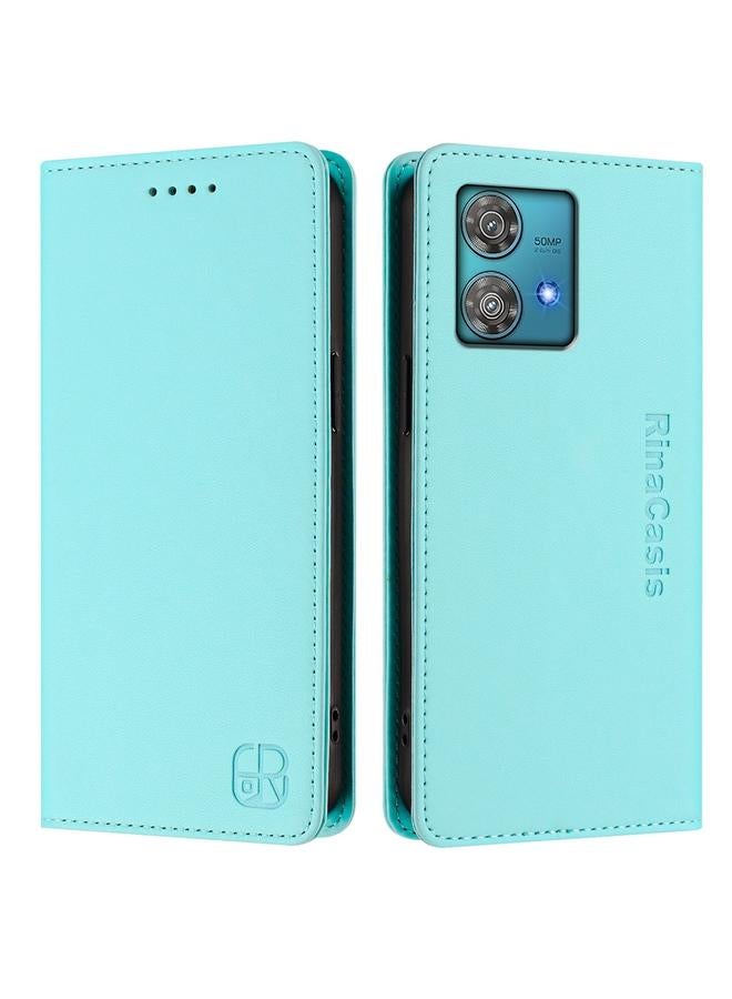 S-TOP Case For Motorola Edge 40 Neo RC01 Dual-Folded Magnetic Suction RFID Leather Phone Case - Image 2