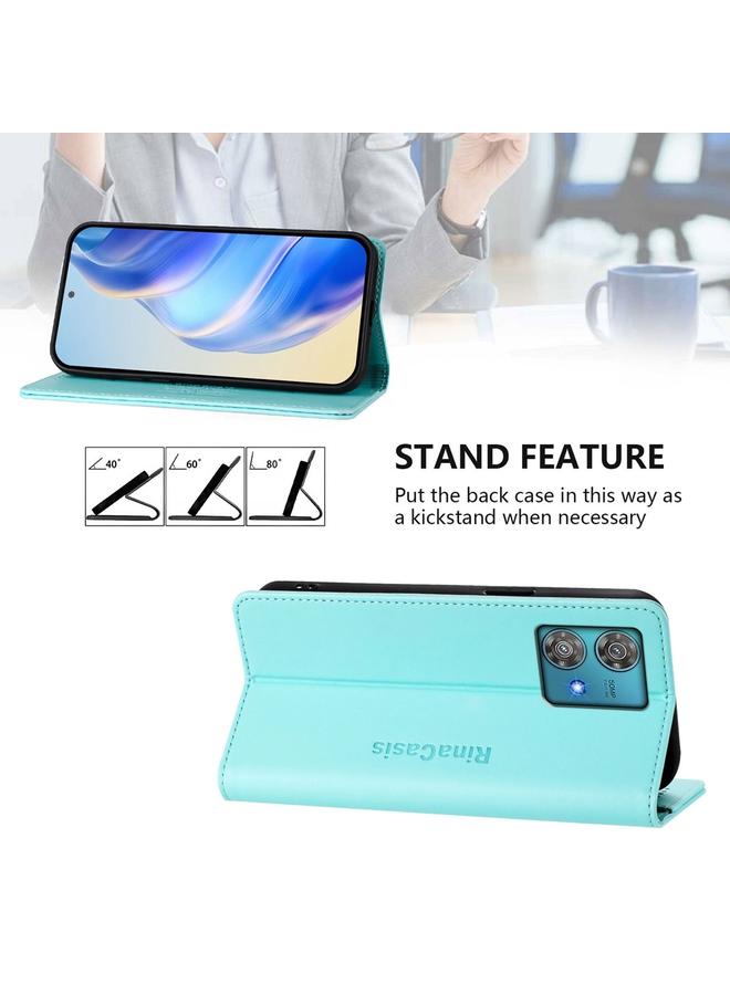 S-TOP Case For Motorola Edge 40 Neo RC01 Dual-Folded Magnetic Suction RFID Leather Phone Case - Image 4