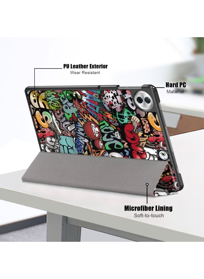 Tablet Case For Honor Pad 10 12.1 Inch 2025 Multi-Viewing Angles All New PU Leather Smart Cover with Auto Sleep Wake Feature Slim Flip Shell Case for Honor Pad 10 12.1" Accessories (Graffiti) - Image 5