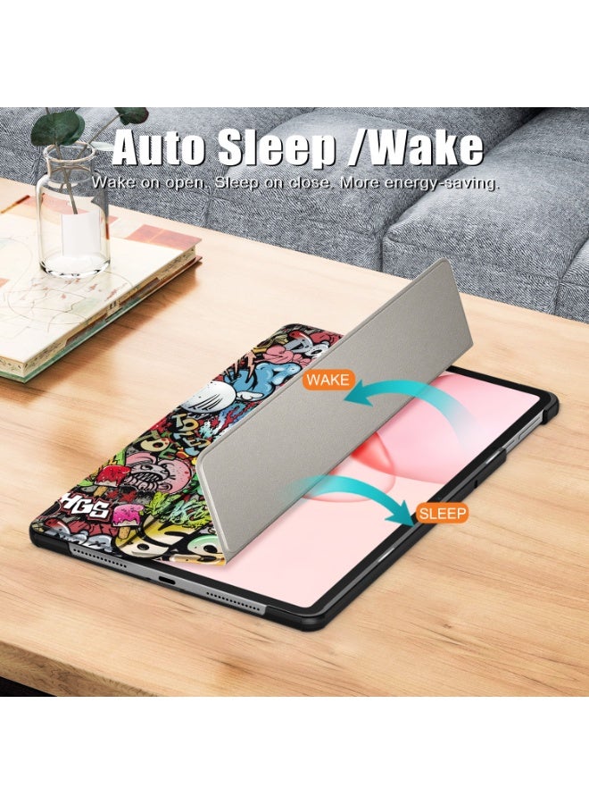 Tablet Case For Honor Pad 10 12.1 Inch 2025 Multi-Viewing Angles All New PU Leather Smart Cover with Auto Sleep Wake Feature Slim Flip Shell Case for Honor Pad 10 12.1" Accessories (Graffiti) - Image 3
