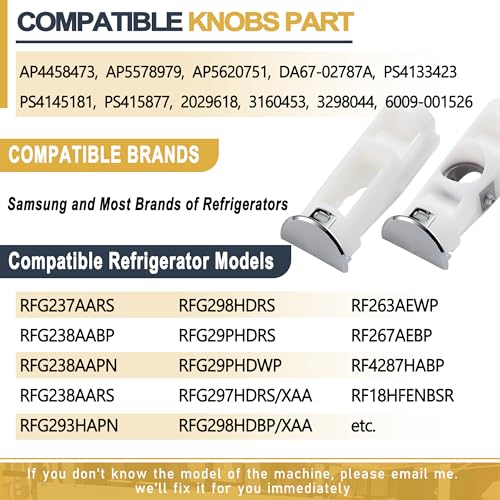 TOHAXPLS DA61-07540A Freezer Door Handle Support Kit Refrigerator Replacement Handle Parts for Refrigerator Compatible with Samsung PS4145181 6009-001526 AP5578979 3160453 DA67-02787A - Image 4