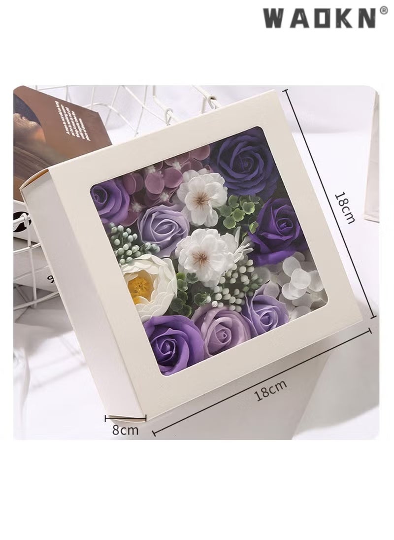 WAOKN Soap Flower Rose Boxed Square Gift High Appearance Level Creative Gift Box Home Decoration Respect for the Valentine's Day Wedding Gift - Image 2