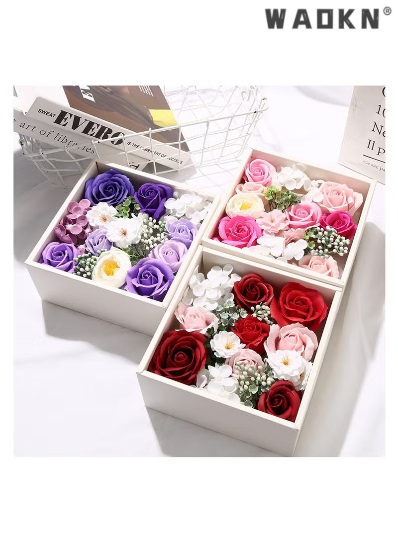 WAOKN Soap Flower Rose Boxed Square Gift High Appearance Level Creative Gift Box Home Decoration Respect for the Valentine's Day Wedding Gift - Image 3