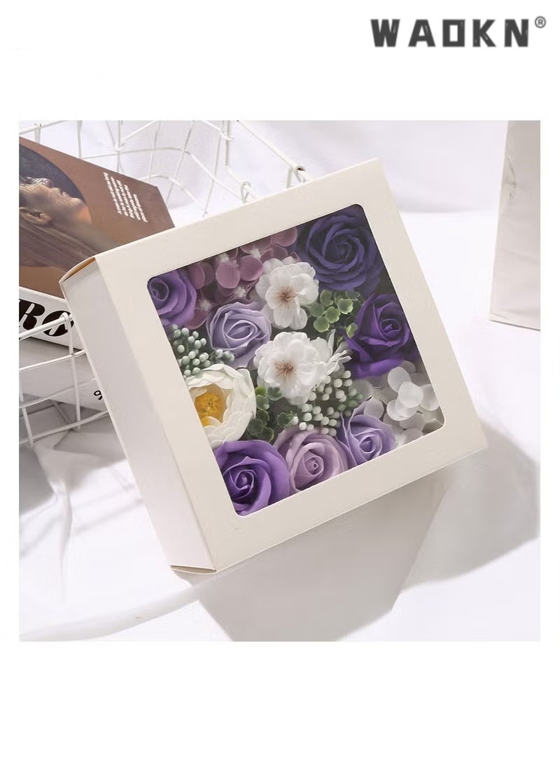 WAOKN Soap Flower Rose Boxed Square Gift High Appearance Level Creative Gift Box Home Decoration Respect for the Valentine's Day Wedding Gift - Image 1