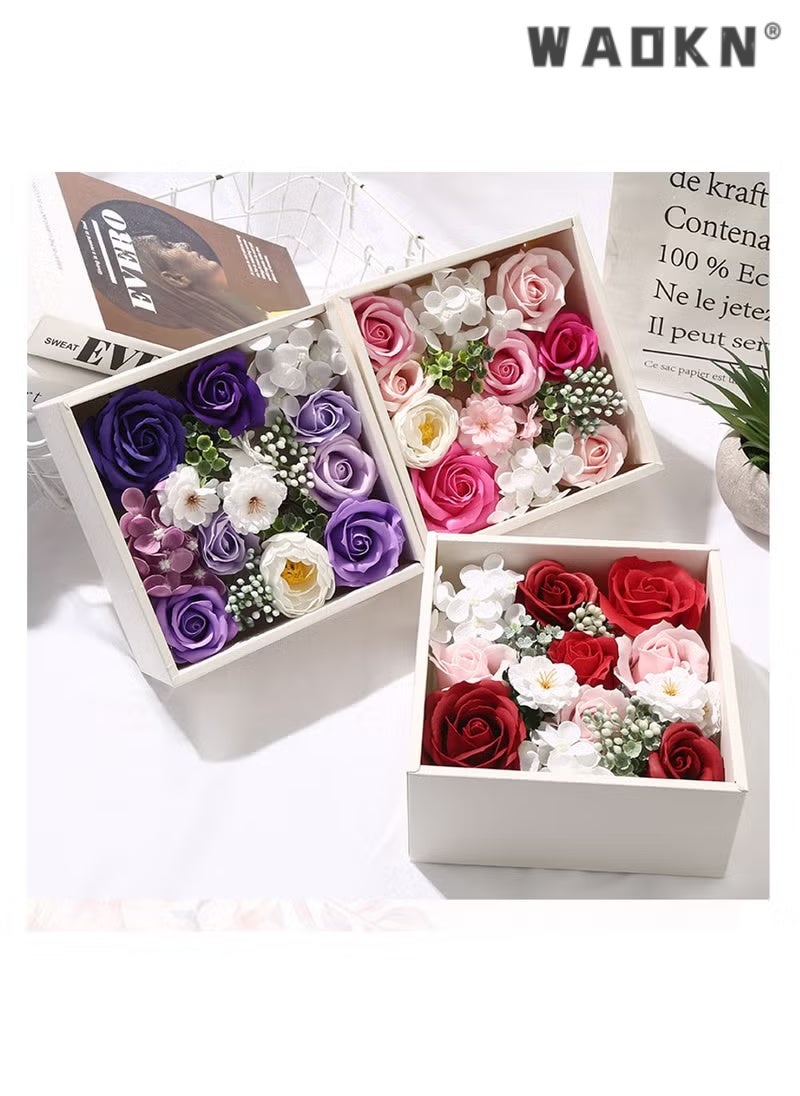 WAOKN Soap Flower Rose Boxed Square Gift High Appearance Level Creative Gift Box Home Decoration Respect for the Valentine's Day Wedding Gift - Image 4