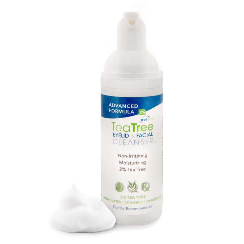 EyeEco Advanced Tea Tree Eyelid and Facial Cleanser - 180mL - Non-Irritating Eyelash & Eyelid Cleanser Soothes Irritation with Tea Tree, Vitamin E and Shea Butter - Image 1