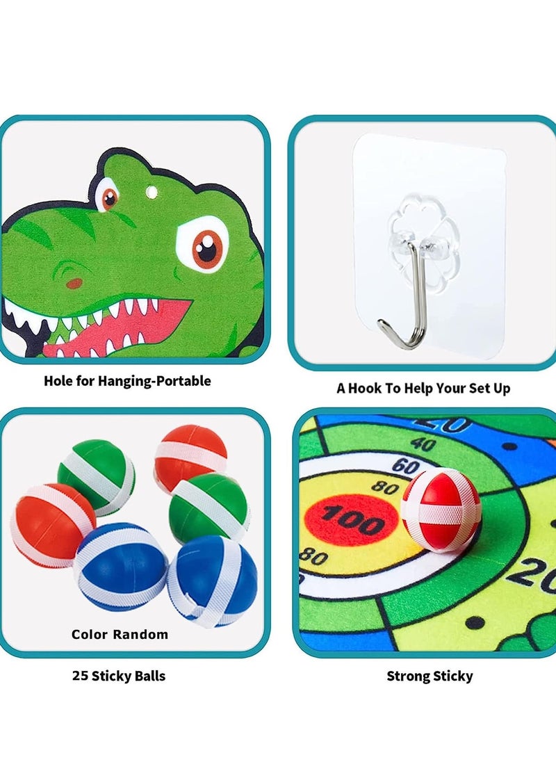 MIXDE - Target Shooting Games Kids Toys, Dinosaur Safe Shooting Target with 5 Sticky Balls, 1 Dinosaur Toy Bow and Arrow, Safe Indoor Outdoor Game for Age 4 5 6 7 8 Boys Girls Gift - Image 1